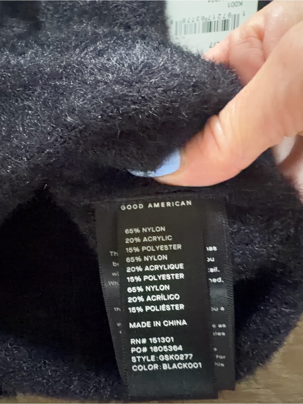 Good American Plush Off-Shoulder Sweater Top Black XS NWT - Picture 5 of 5